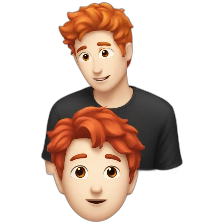 pale guy with red hair kissing pale guy with black hair  emoji