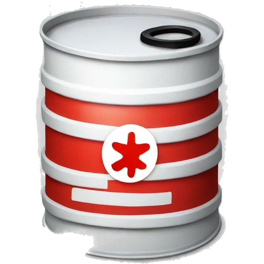 A white Oil barrel with a big red horizontal stripe in the middle emoji