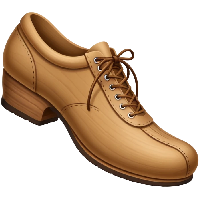 Un zapato de madera estilo Polonia . El zapato está tallado a mano. Pero de madera   emoji