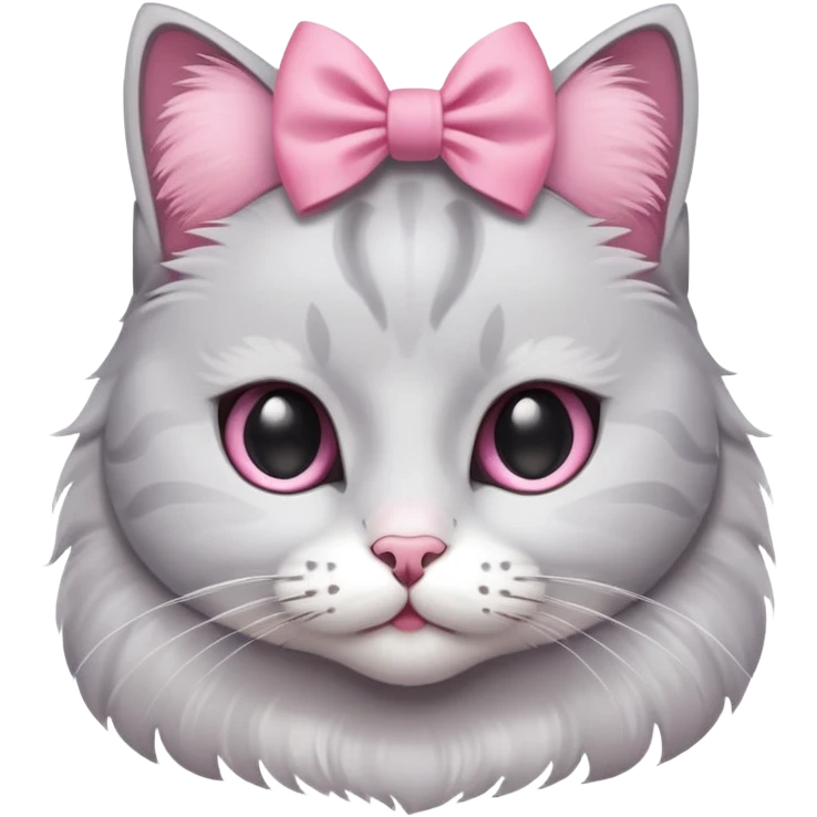 Un chat avec un petit nœud rose sur la tête  emoji