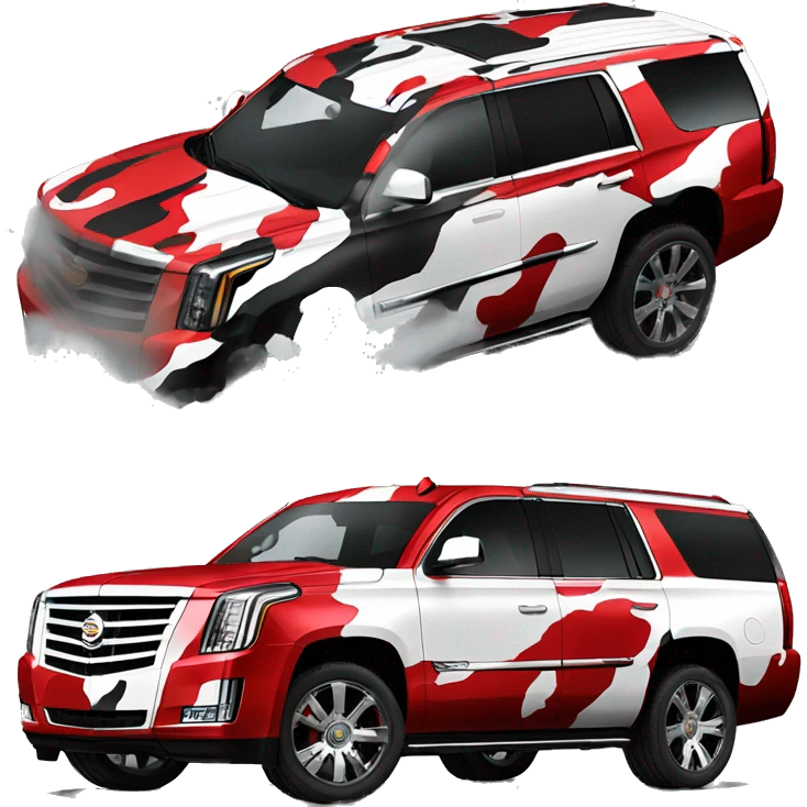  camouflage style red white and black, Cadillac Escalade emoji