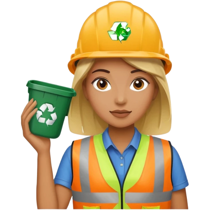 women, Waste Management, safety vest, trash picker emoji