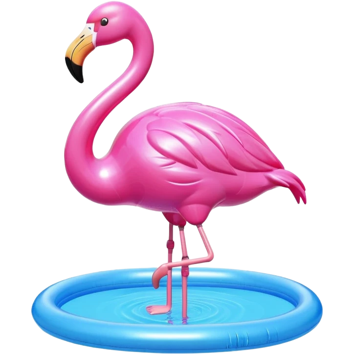 3D render of Pool Flamingo made of shiny inflatable vinyl, visible seam lines, air valve, highly reflective plastic texture, pool toy aesthetic, Apple emoji style, isolated on white background --v 6.0 emoji