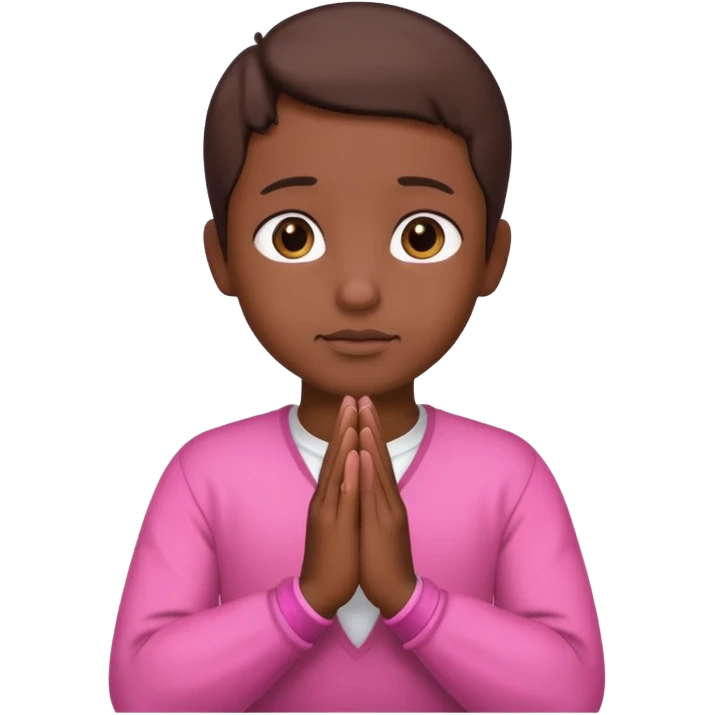 Brown praying hands with pink sleeves emoji