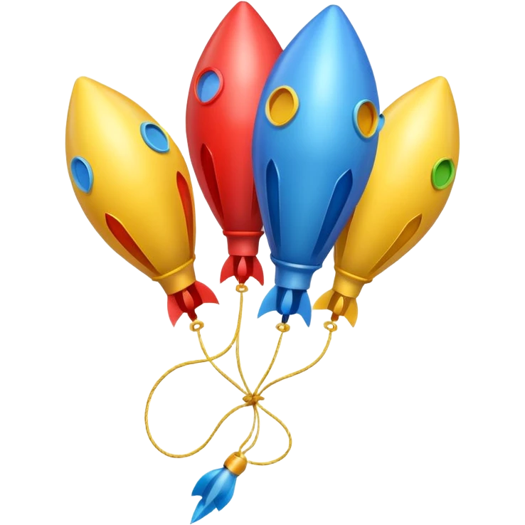 rocket shaped flying balloons with string emoji