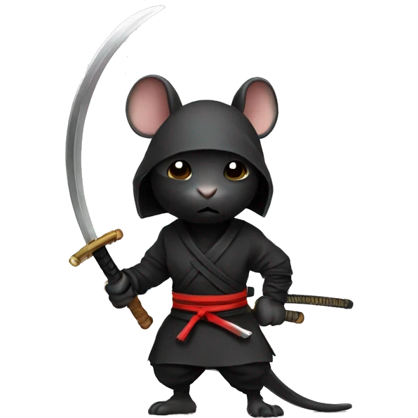 ninja black skin adult rat with katana emoji