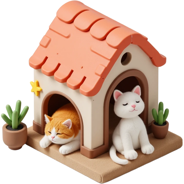 cats relaxing in a vertical playhouse emoji