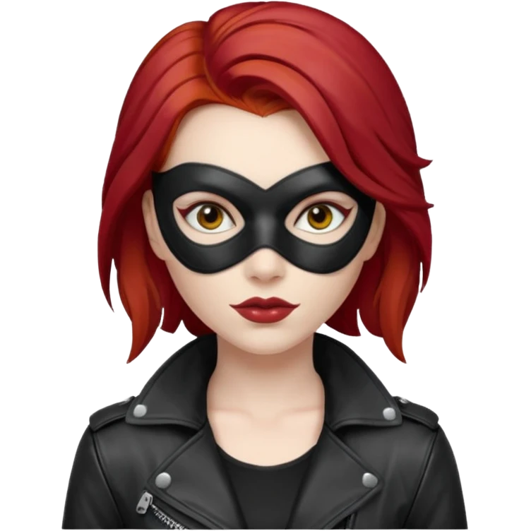 woman thief chic with robber mask and red hair emoji
