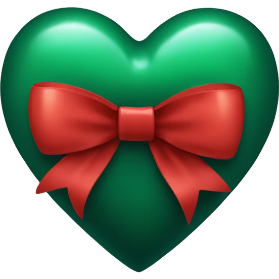 dark green heart with red bow  emoji