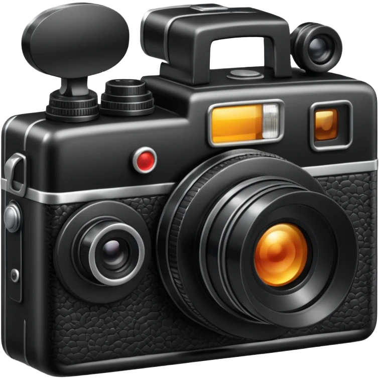 black old school photo camera with flash emoji