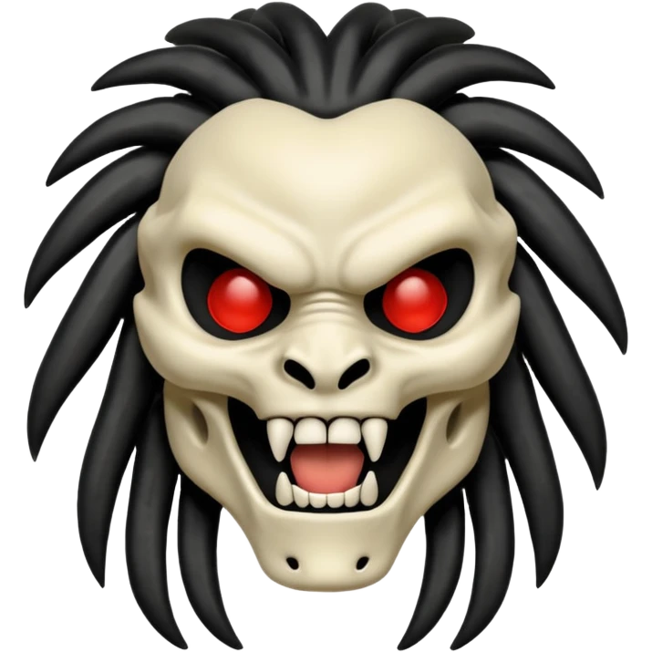 smiling bone predator from movie predator with rasta black hair emoji