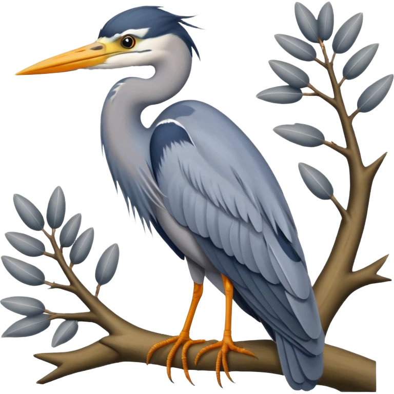 Heron in a tree emoji