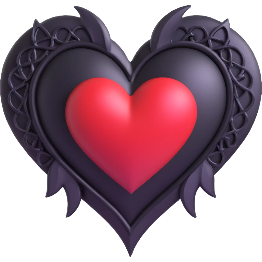 gothic heart with shimmering effect emoji