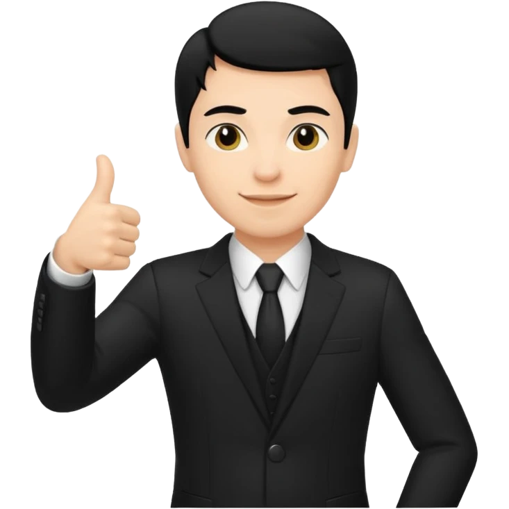 Man in black suit light skin complexion black hair thumbs up emoji