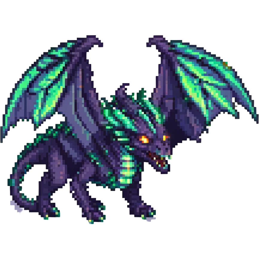 pixel art style ender dragon, roaring, glowing eyes, no text emoji