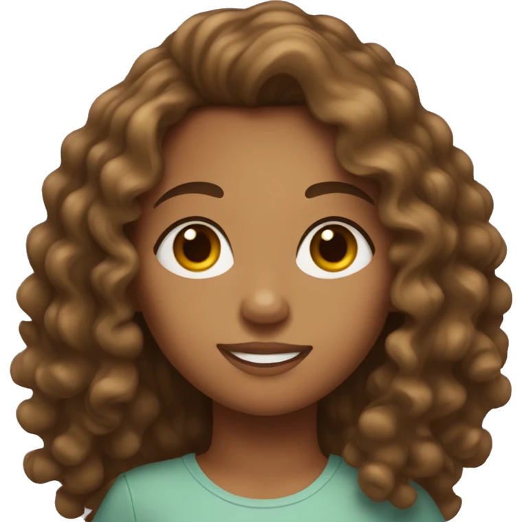 Tan skin girl with long brown curly hair emoji