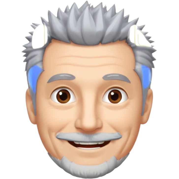 homme 60 ans cheveux gris piques petite barbe sourir emoji