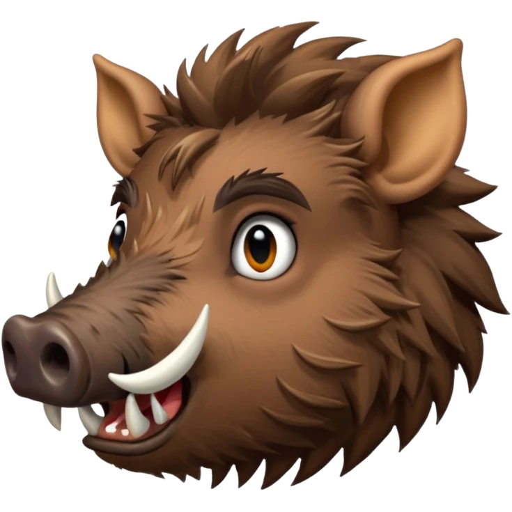Wild boar face side view with more and more long tusks emoji realistic emoji