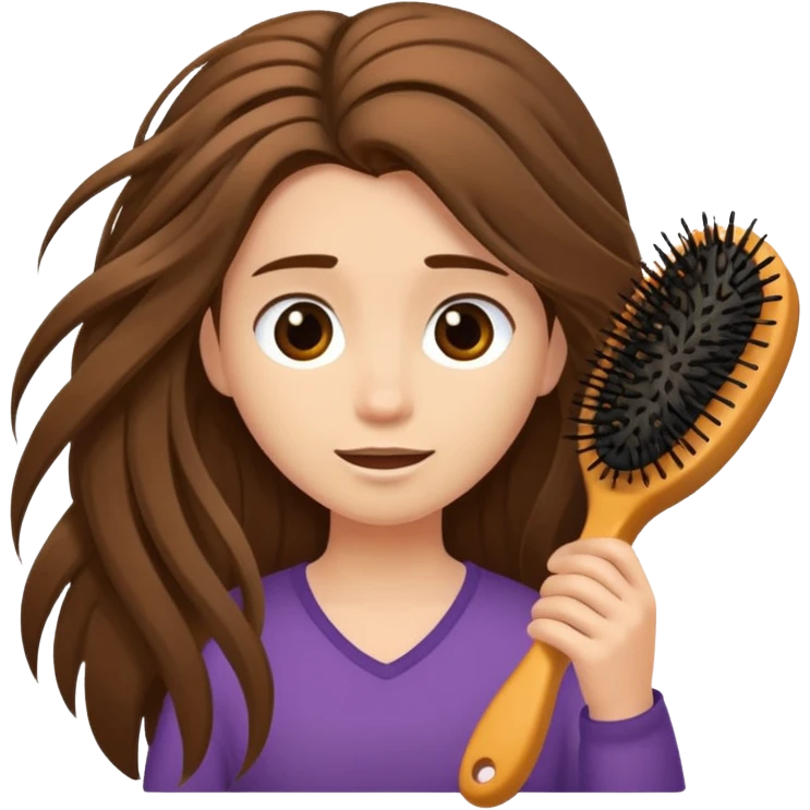 hair brush with hair emoji