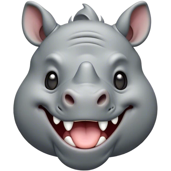 Cinematic Cute Yawning Rhinoceros Portrait Emoji, Head tilted slightly with a dramatic, wide-open yawn, showcasing a soft, textured slate-gray hide with a slightly drooping horn and eyes barely open in drowsy contentment, Simplified yet irresistibly adorable features, highly detailed, glowing with a soft, cozy glow, high shine, relaxed yet expressive, stylized with a touch of rugged whimsy, bright and endearing, soft glowing outline, capturing the essence of a sleepy yet affectionate rhinoceros, so drowsy it feels like it could stretch out of the screen and curl up for a nap! emoji