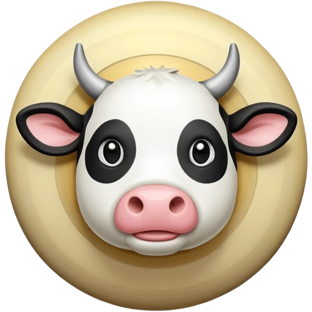 Cartoon cow face on one side of planet Saturn, with the planetary rings around the middle and tiny cow legs sticking out from the bottom emoji