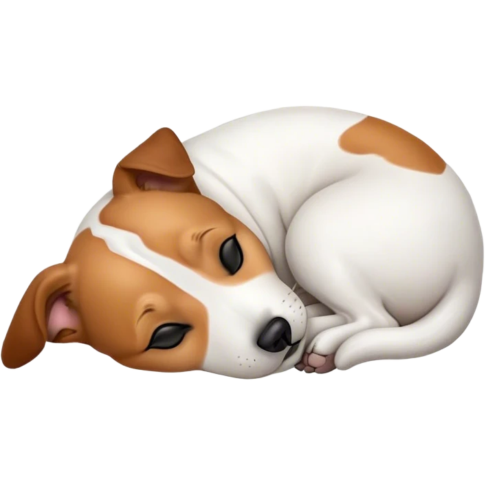 Meme-Worthy Cute Sleeping Jack Russell Terrier Portrait Emoji, Head and body resting peacefully with a contented smile, showcasing a compact, alert yet relaxed form with eyes gently closed in serene slumber, Simplified yet adorably endearing features, highly detailed, glowing with a soft, drowsy canine light, high shine, relaxed and utterly lovable, stylized with an air of playful laziness, soft glowing outline, capturing the essence of a sleeping Jack Russell Terrier that feels destined to become the next viral icon of adorable rest! emoji
