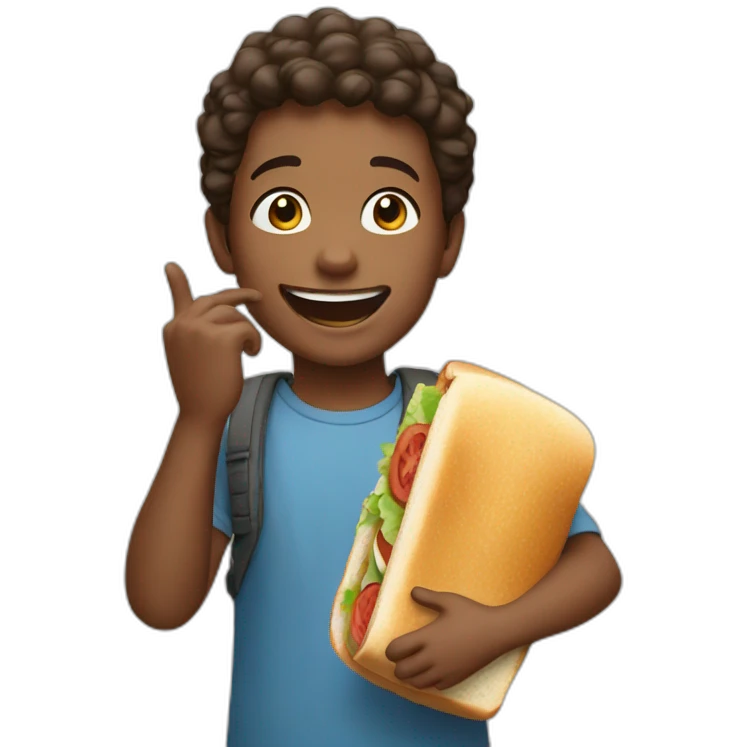 happy kid with sandwhich emoji