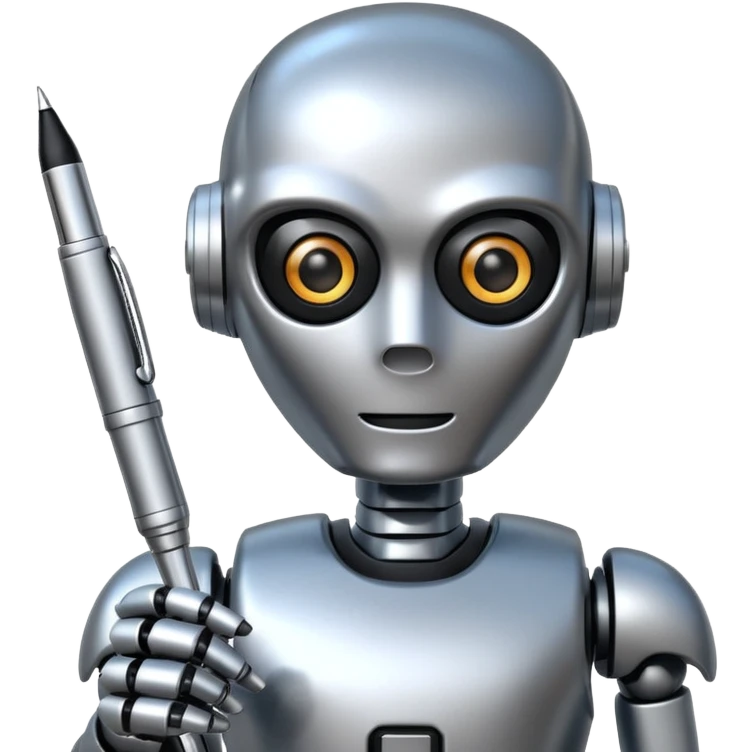 robot holding a pen emoji