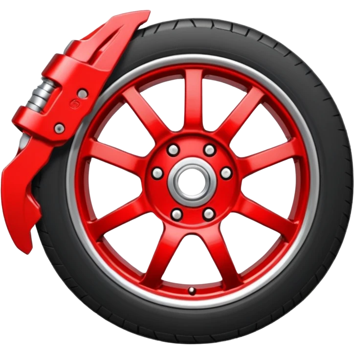 Car wheel emoji with red brake caliper emoji