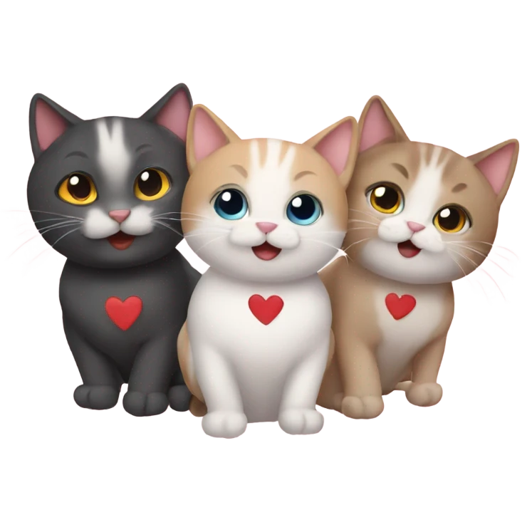 Three cats sending love emoji