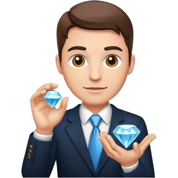 business man holding diamonds emoji