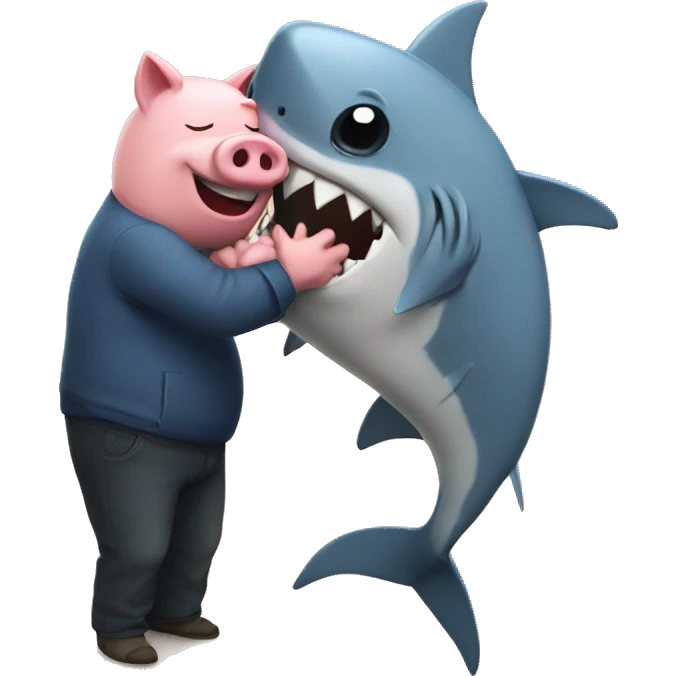 Shark hug pig  emoji