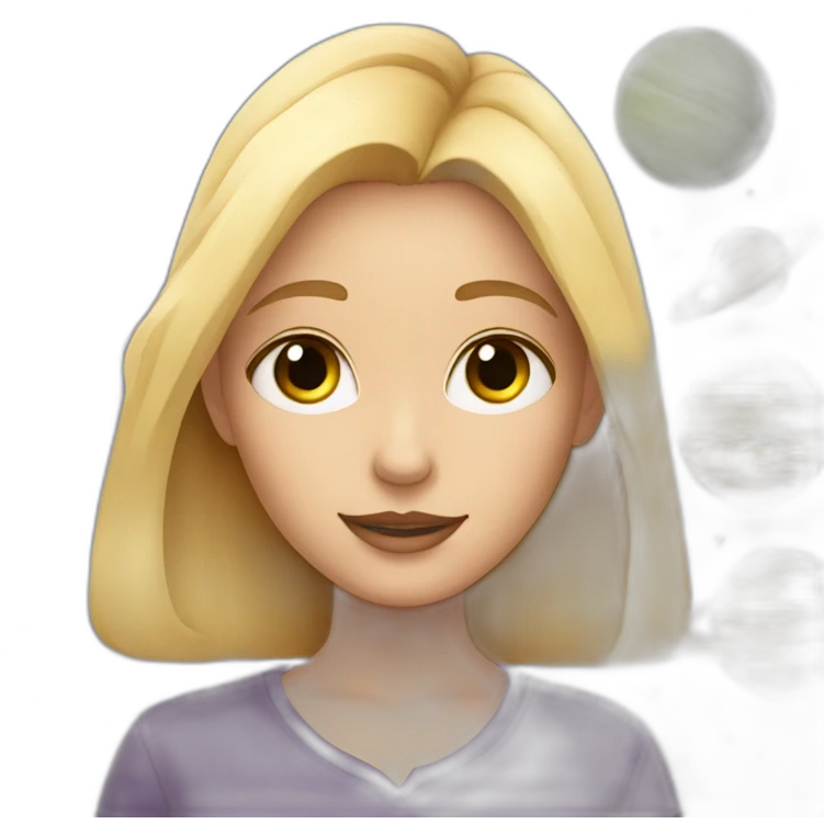 A blonde girl with planets around her emoji