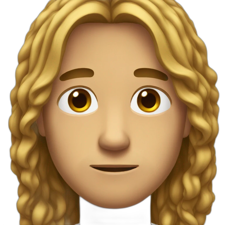 sad guys long hair brun with sweat  emoji