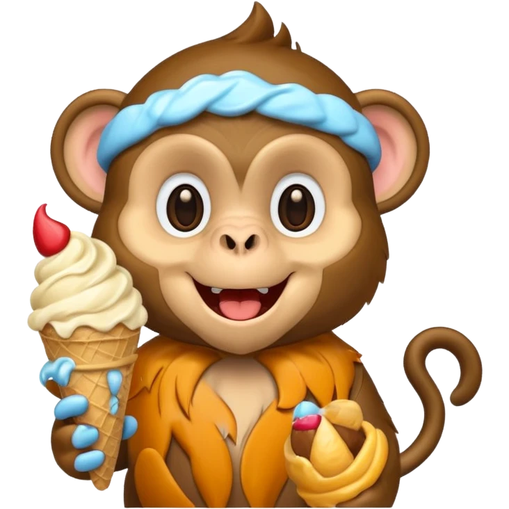 monkey eating ice cream emoji