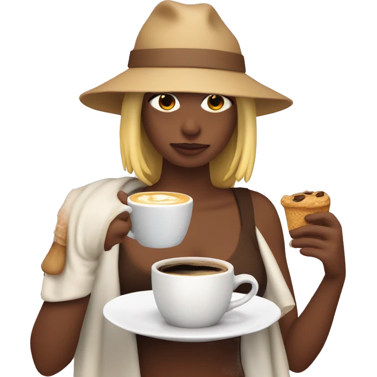 chica con una manta y un cafe calentito en la mano emoji