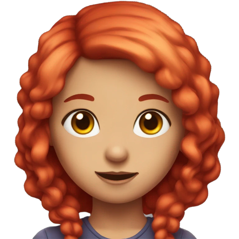  a girl with devil horns, red hair, red eyes emoji