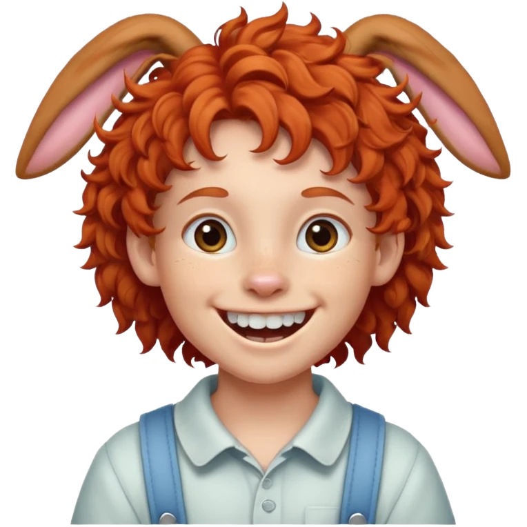 kid with teeth braces bunny eared red haired curly big braces emoji