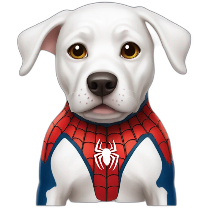 white dog spiderman emoji