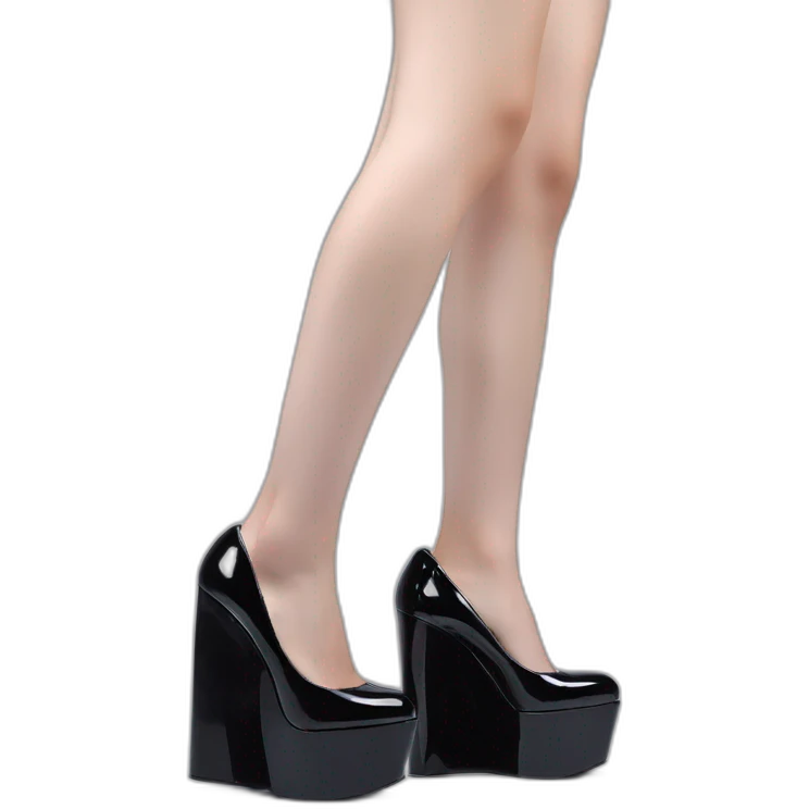 One view back Black Patent Leather Daffodile Platform Heels emoji