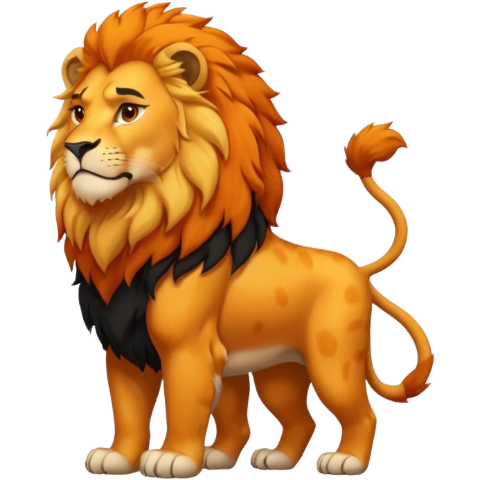 FULL BODY panthera leo male style wild, full flat  cute side profile design in 3d soft l centered composition cartoon style128x128 pixels emoji