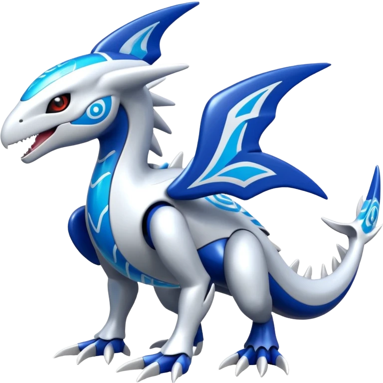Shiny futuristic Cyber-Kyurem-Kyogre-Latios-Lugia-Fakémon-hybrid-creature (full body)  emoji