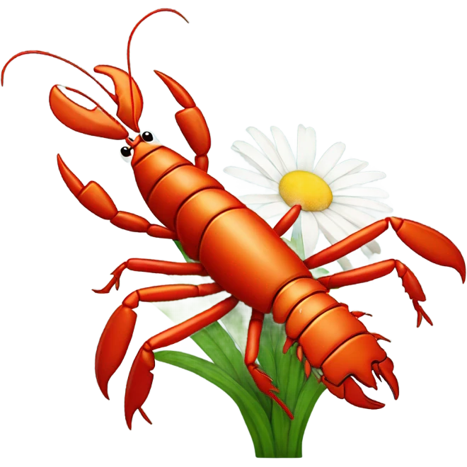 Crawfish with a daisy emoji