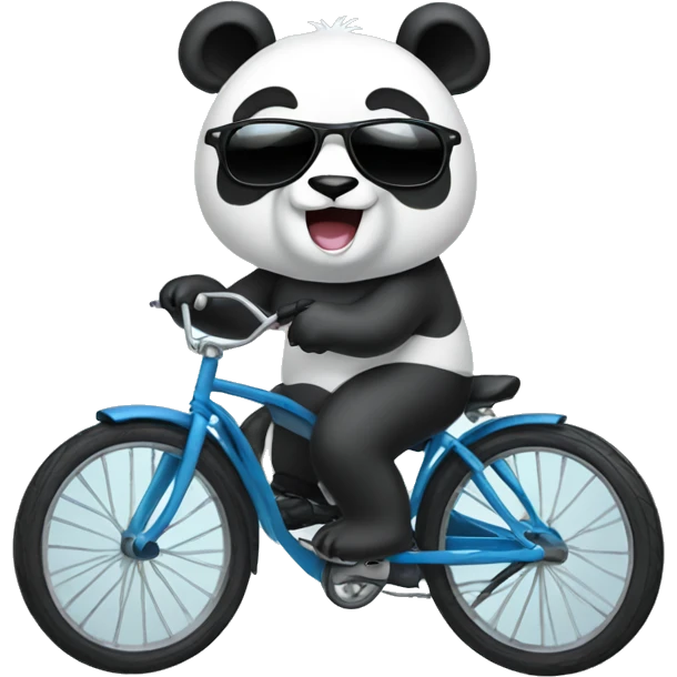Panda bear wearing sunglasses riding a bike emoji