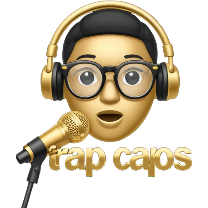 logo of 'Trap Capos' with striking typography, rap elements like microphone and glasses emoji