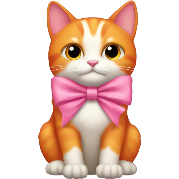 Orange cat with pink bow emoji