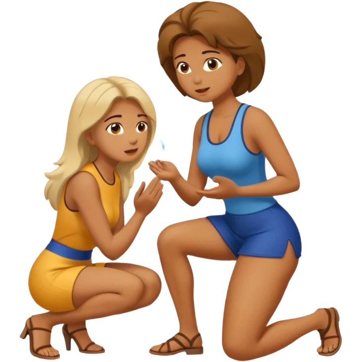 Mulher de joelhos fazendo um boquete em um homem emoji