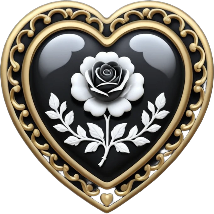 heart with gothic black cameo brooch emoji