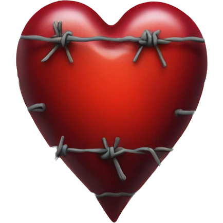 A red heart bleeding with barbed wire wrapped around it emoji