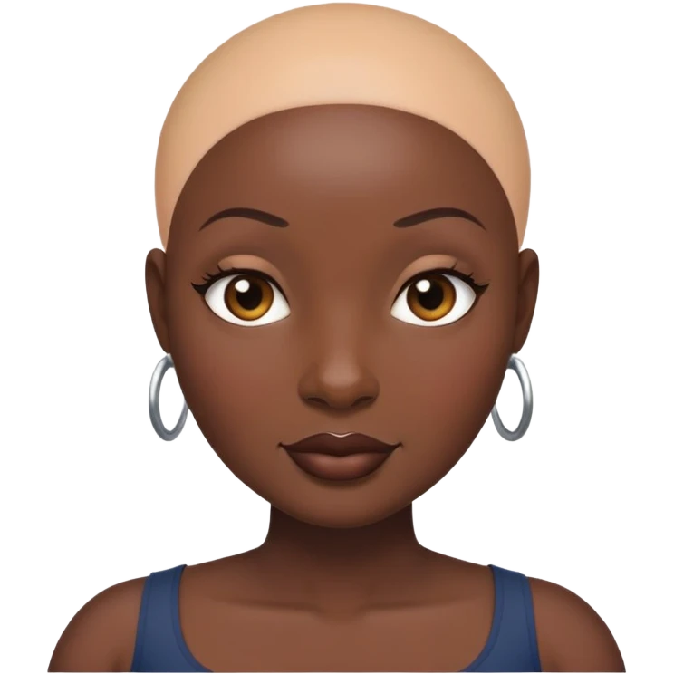 Black thick , curvy, bald lady emoji